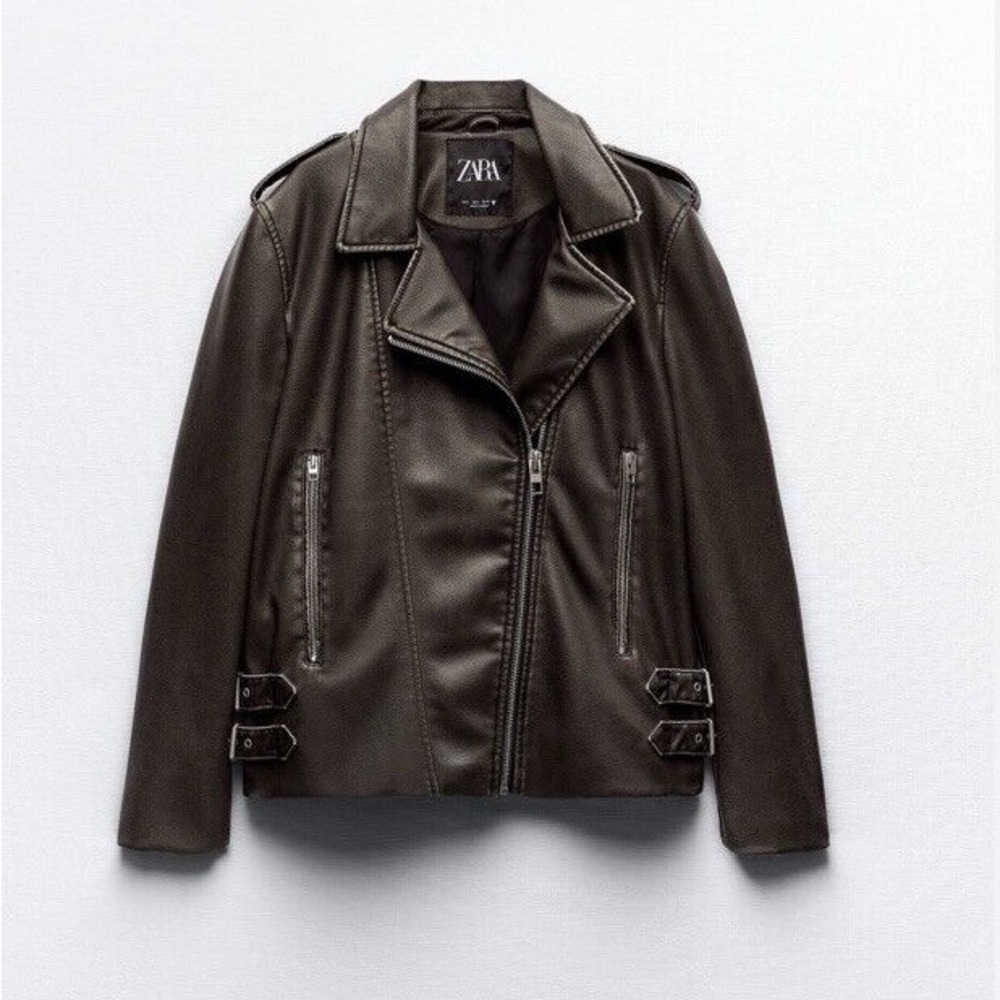 Zara Charcoal Leather Jacket